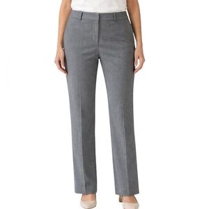 Ann Taylor Gray Curvy Flat Front Straight Leg Trousers